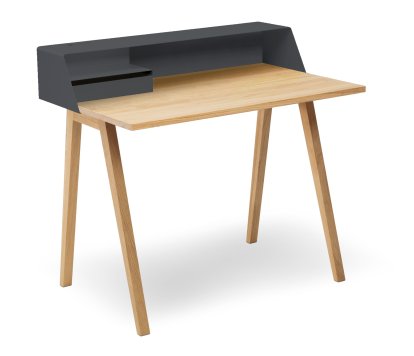 PS04 / PS05 Secretary, W 100 x D 63 cm (PS04), Anthrazite grey (RAL 7016), Oiled oak, With power box