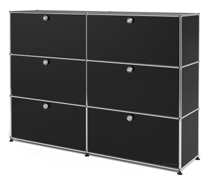 USM Haller Highboard L, Customizable, Graphite black RAL 9011, With 2 drop-down doors, With 2 drop-down doors, With 2 drop-down doors