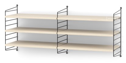 String System Shelf M, 30 cm, Black, Ash veneer