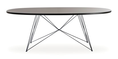 Tavolo XZ3 Oval Table, Black MDF, Black lacquered