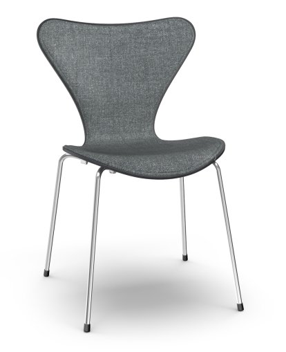 Series 7 Chair 3107 Front Upholstered, Coloured ash, Black, Remix 173 - Dark blue/grey, Chrome