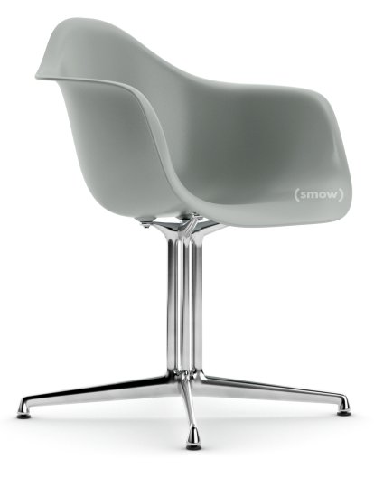 Eames Plastic Armchair DAL, Light grey, Without upholstery, Without upholstery, Aluminium polished, New seat height (43,0 cm)