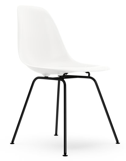 Eames Plastic Side Chair DSX, White non-RE, Without upholstery, Without upholstery, Standard version - 43 cm, Coated basic dark