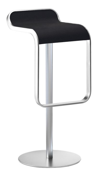 LEM Bar Stool, 80 cm - fixed, Leather black / matt chrome-plated