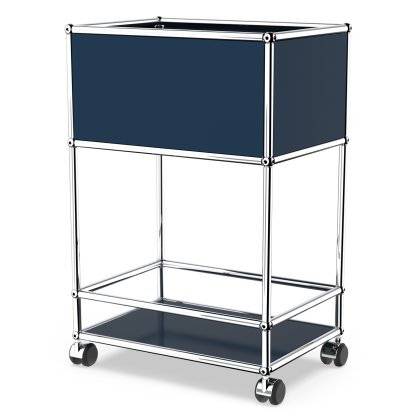 USM Haller Bar Sideboard Type 2, Steel blue RAL 5011, Soft castors for hard floor surfaces