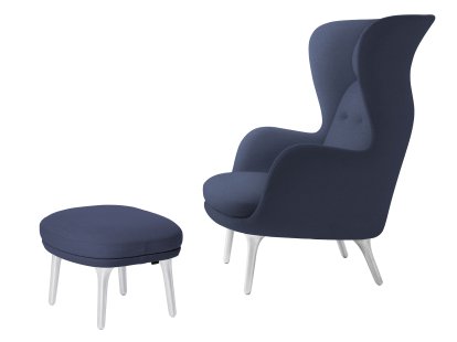 Ro Lounge Chair, Christianshavn 1153 - Blue Uni, With footstool