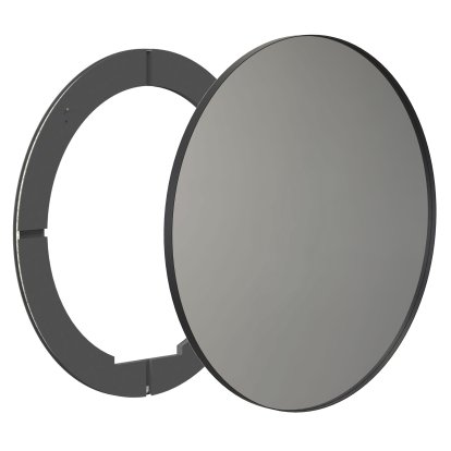 Unu mirror with LED lighting round (set), ø 100 cm, Black matt