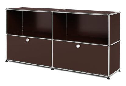 USM Haller Sideboard L, Customizable, USM brown, Open, With 2 drop-down doors