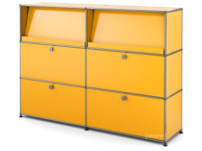 USM Haller Highboard L with Angled Shelves, Golden yellow RAL 1004