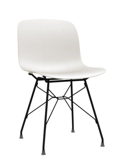 Troy Chair, White, Black lacquered