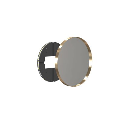 Unu mirror with LED lighting round (set), ø 40 cm, Brushed gold