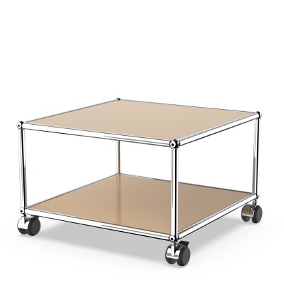 USM Haller Side Table with Castors, USM beige, Hard castors for carpets