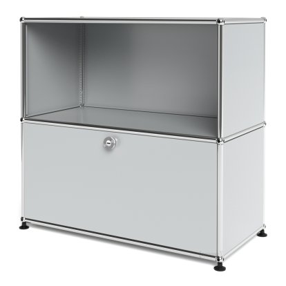 USM Haller Sideboard M, Customizable, Light grey RAL 7035, Open, With drop-down door