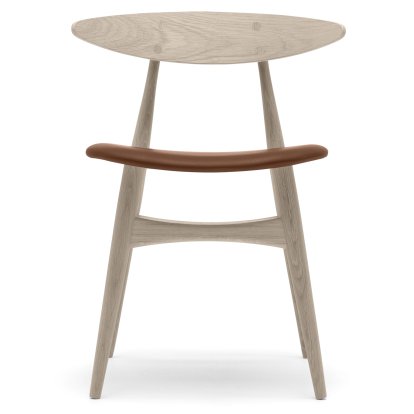 CH33P Chair, White oiled oak, Leather cognac