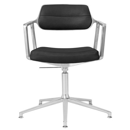 Swivel 453+ Chair, Polished, Fixed base, Black leather