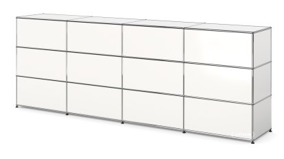 USM Haller Counter Type 1, Pure white RAL 9010, 300 cm (4 elements), 50 cm