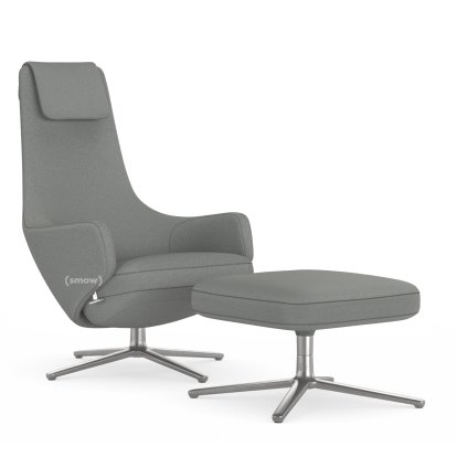 Repos Lounge Chair, Chair Repos & Ottoman, Fabric Cosy 2 Pebble Grey, 45 cm, Polished
