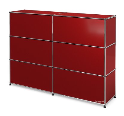 USM Haller Counter Type 1, USM ruby red, 150 cm (2 elements), 35 cm