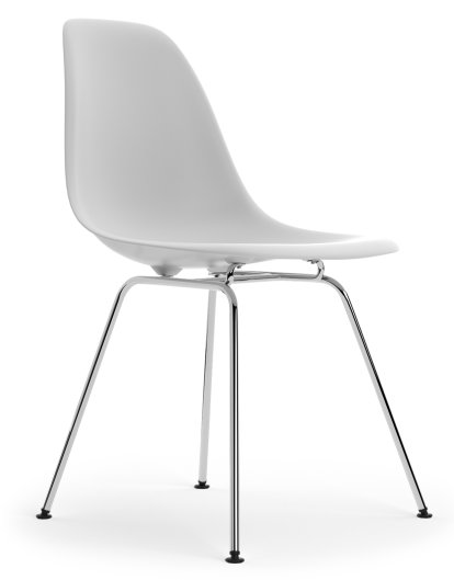 Eames Plastic Side Chair DSX, Cotton white, Without upholstery, Without upholstery, Standard version - 43 cm, Chrome-plated