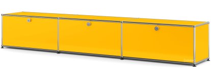 USM Haller Lowboard XL, Customizable, Golden yellow RAL 1004, With 3 drop-down doors, 35 cm