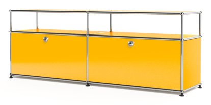 USM Haller Lowboard L with Extension, Customizable, Golden yellow RAL 1004, With 2 drop-down doors, Without cable entry hole