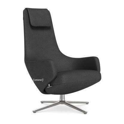 Repos Lounge Chair, Chair Repos, Fabric Dumet carbon/black, 40 cm, Polished