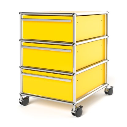 USM Haller Mobile Pedestal with 3 Drawers Type 1 (with Counterbalance), No locks, Golden yellow RAL 1004