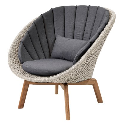 Peacock Lounge Chair, Medium flat soft Rope - Sand, Natté - Grey