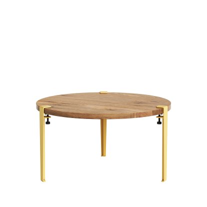 Tiptoe Side Table Brooklyn, Reclaimed oak, Brioche yellow