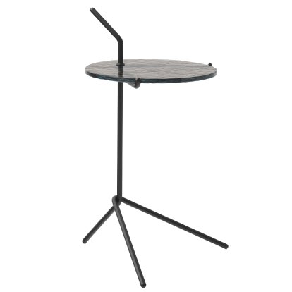 Halten SH9 Side Table, Warm Black & Smoked cast glass