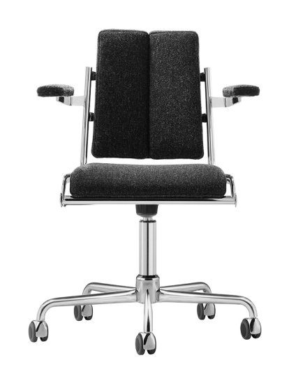 D12 Office Swivel Chair, Fabric Hallingdal 180 - anthracite , Hard castors for carpets
