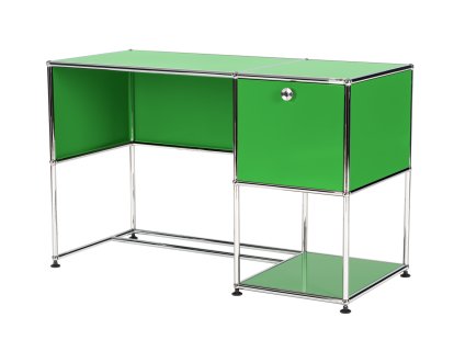 USM Haller Home Office Desk, USM green, With cable entry hole, bottom left