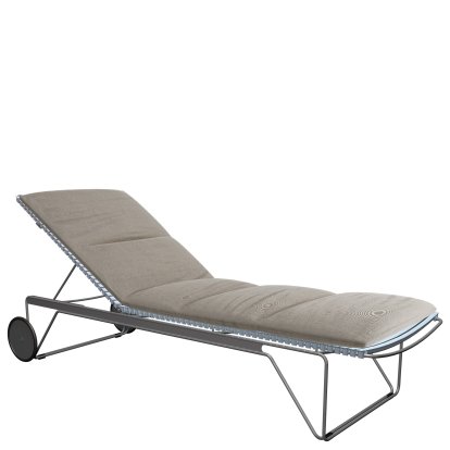 Click sun lounger, Dusty light blue, With cushion - ash