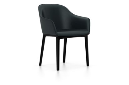 Softshell Armchair, Basic dark, Leather (Standard), Nero, Felt pads for hard floor surfaces