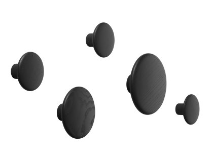 The Dots Set of 5 Hooks, Ash black
