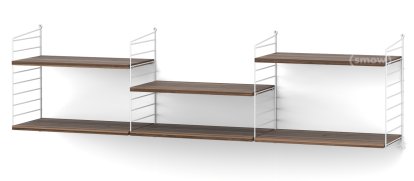 String System Shelf L, 30 cm, White, Walnut veneer