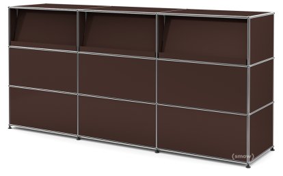 USM Haller Counter Type 2 (with Angled Shelves), USM brown, 225 cm (3 elements), 50 cm