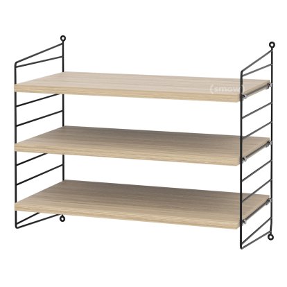 String System Shelf S, 30 cm, Black, Oak veneer