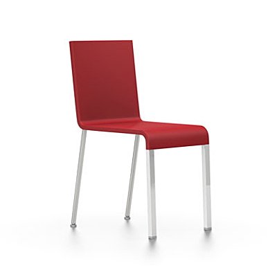 .03 Chair, Non-stackable, Base polished chrome, Without armrests, Bright red