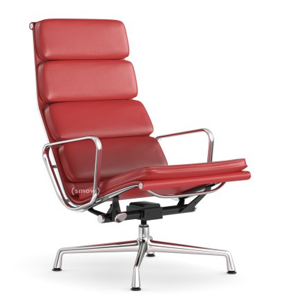 Soft Pad Group EA 222, Base chrome-plated, Leather Standard red, Plano poppy red