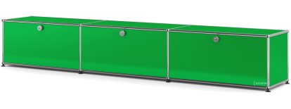 USM Haller Lowboard XL, Customizable, USM green, With 3 drop-down doors, 35 cm