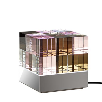 Cube Light Table Lamp, Polished, Pink / black, Without remote control