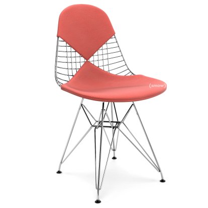 Seat Cushion for Wire Chair (DKR/DKW/DKX/DKL/LKR), Seat and backrest cushion (Bikini), Hopsak, Poppy red / ivory