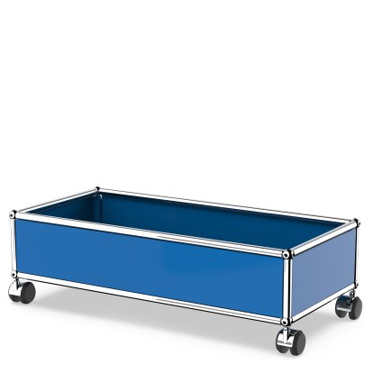 USM Haller Box with Castors, Gentian blue RAL 5010, Soft castors for hard floor surfaces