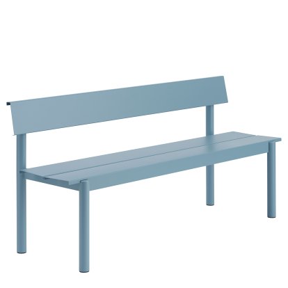 Linear steel bench with backrest, L 170 x W 50,9 cm, Pale blue