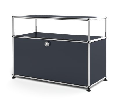 USM Haller Lowboard M with Extension, Customizable, Anthracite RAL 7016, With drop-down door, Without cable entry hole