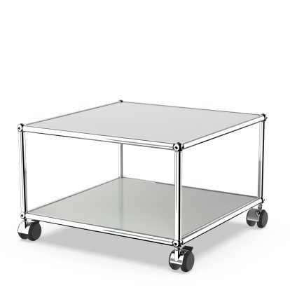 USM Haller Side Table with Castors, Light grey RAL 7035, Hard castors for carpets