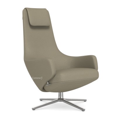 Repos Lounge Chair, Chair Repos, Fabric Dumet beige melange, 45 cm, Polished