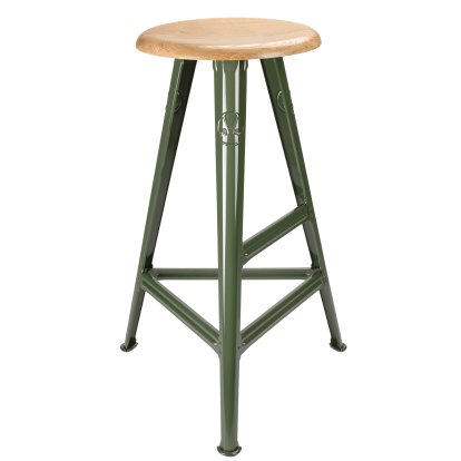 Rowac Stool – Model 1 / 75 cm, Oak, Mountain green