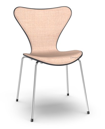 Series 7 Chair 3107 Front Upholstered, Coloured ash, Black, Remix 612 - Light pink/rose, Chrome